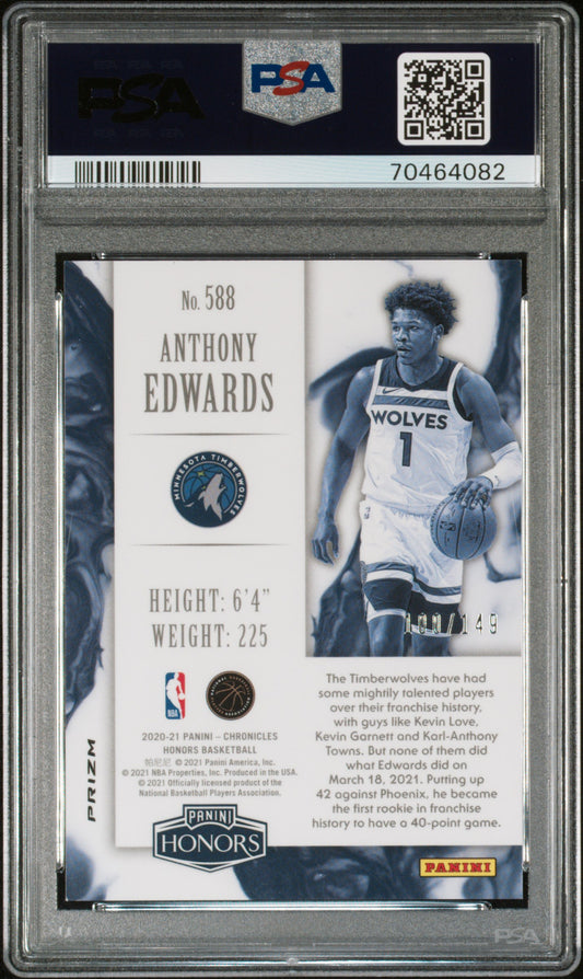 2020-21 Panini Chronicles RC Rookie Red Anthony Edwards 100/149 PSA 9 Timberwolves