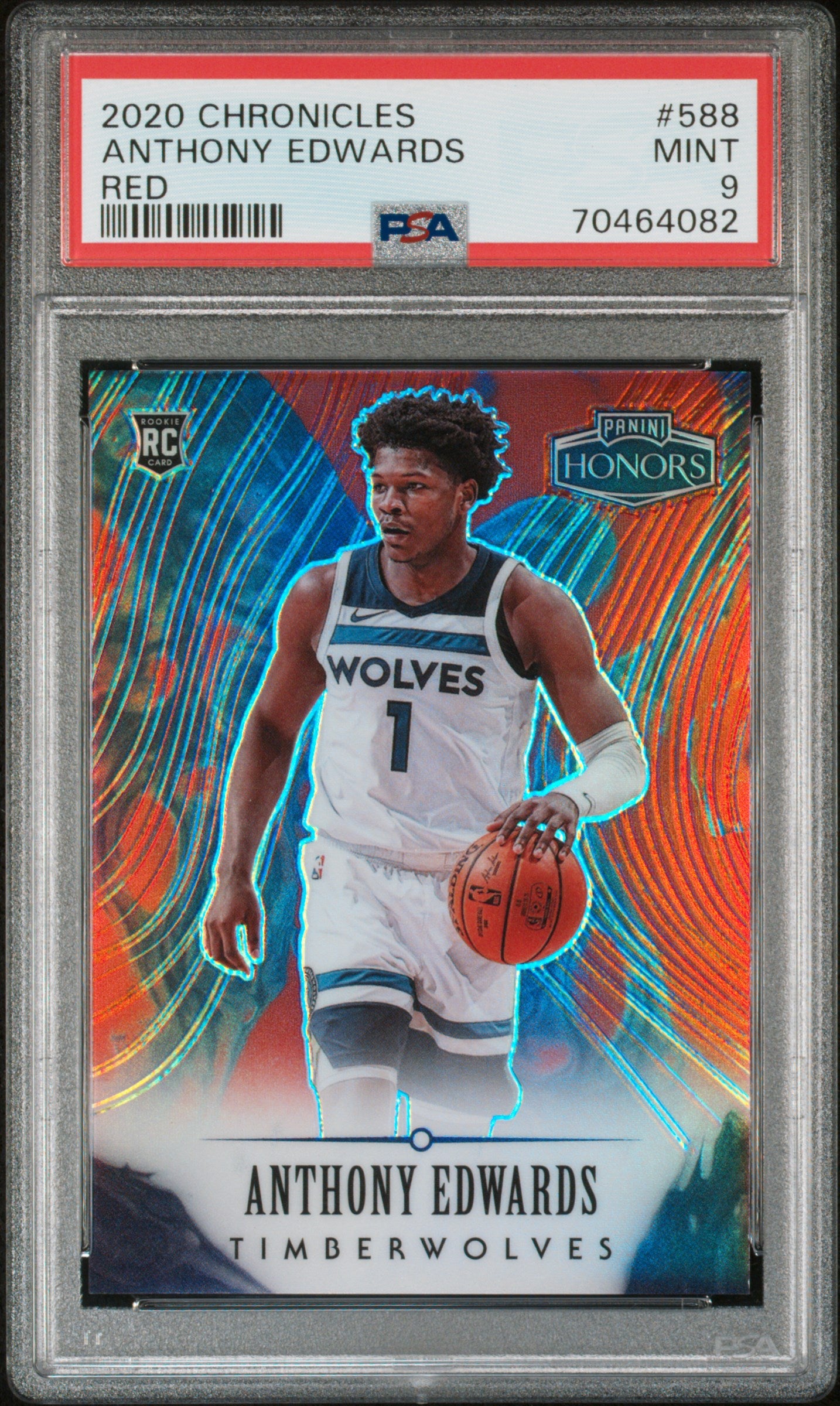 2020-21 Panini Chronicles RC Rookie Red Anthony Edwards 100/149 PSA 9 Timberwolves