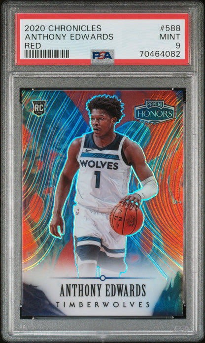2020-21 Panini Chronicles RC Rookie Red Anthony Edwards 100/149 PSA 9 Timberwolves