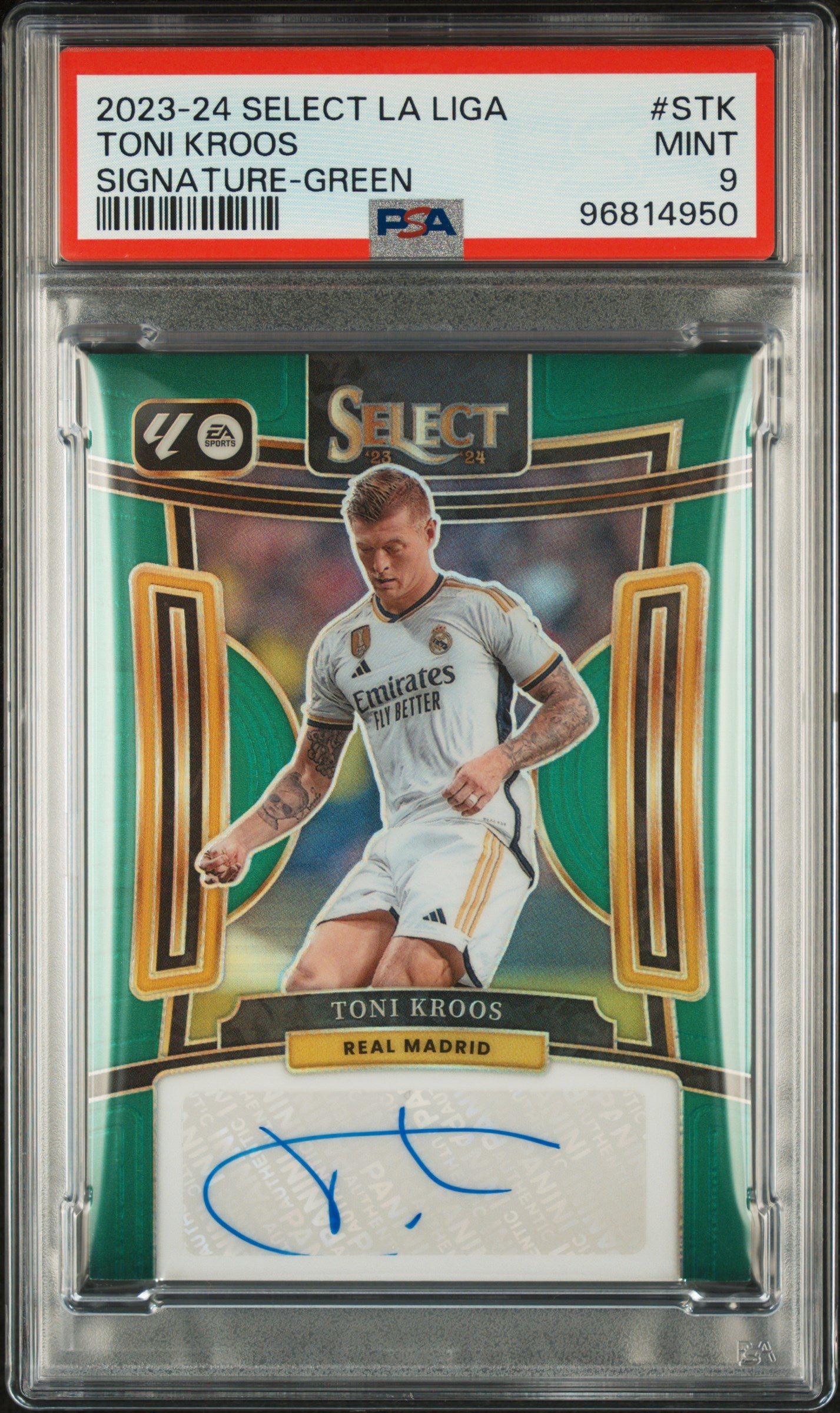 2023-24 Panini Select La Liga Signature Auto Green Toni Kroos 5/5 PSA 9 Real Madrid