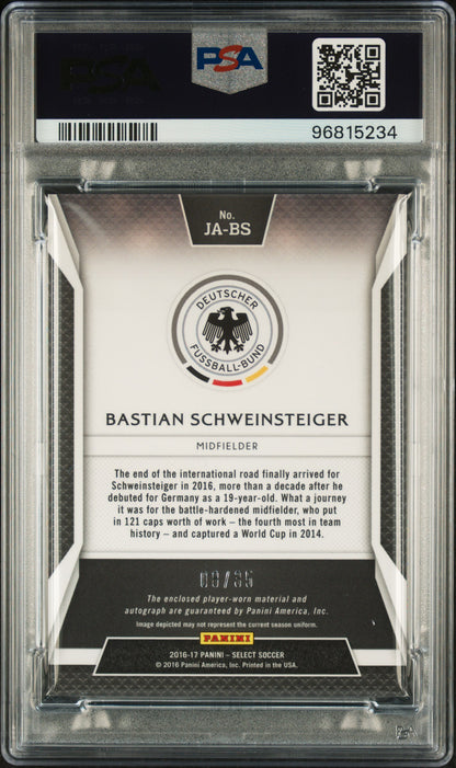 2016 Panini Select Jersey Auto Neon Green Bastian Schweinsteiger 08/35 PSA 9 DFB