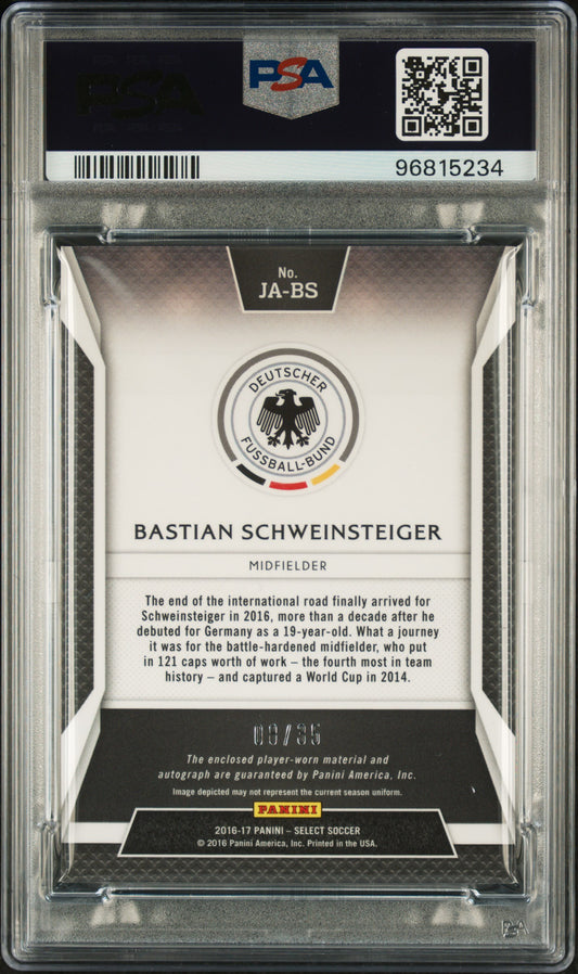 2016 Panini Select Jersey Auto Neon Green Bastian Schweinsteiger 08/35 PSA 9 DFB