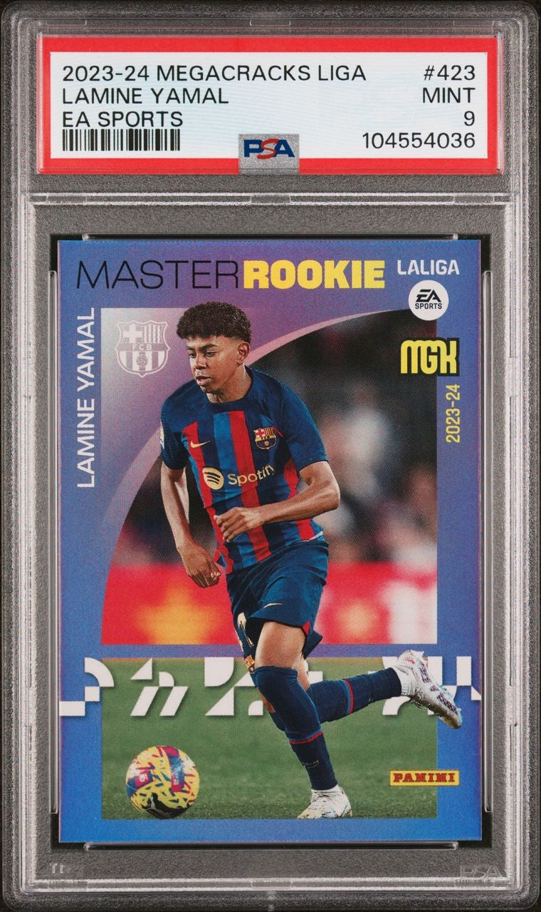 2023-24 Panini Megacracks LIGA EA Sports Master Rookie Lamine Yamal FC Barcelona PSA 9
