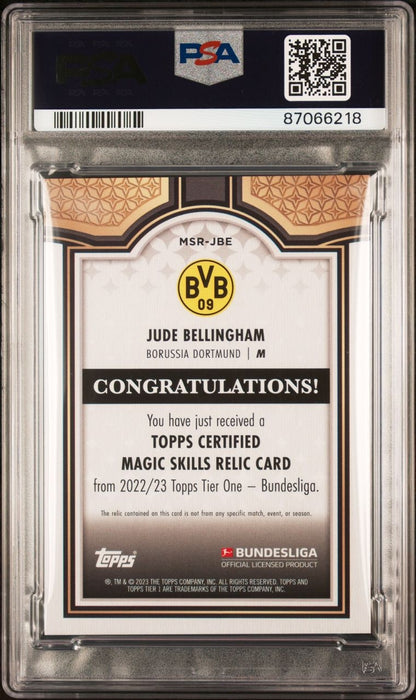 2022-23 Tier One Bundesliga Magic Skills Relic Jude Bellingham Jersey 005/144 PSA 8 Borussia Dortmund
