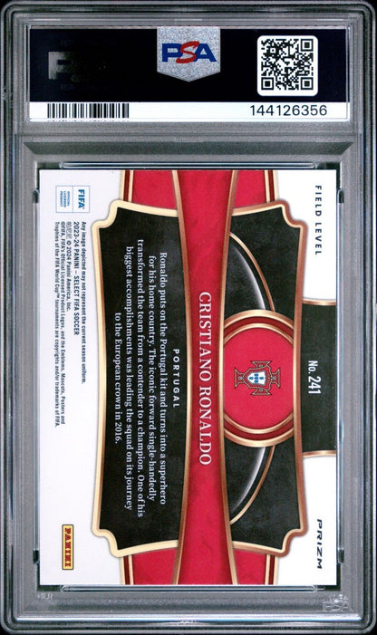2023-24 Panini Select Fifa Purple Mojo Cristiano Ronaldo Portugal PSA 10
