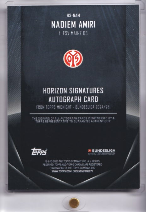 2024-25 TOPPS Midnight Bundesliga Nadiem Amiri Auto /75 FSV Mainz 05