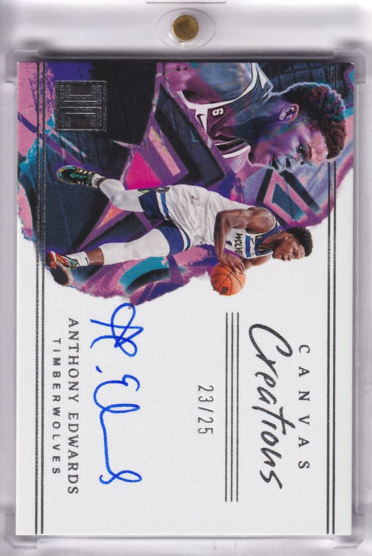 2022-23 NBA Panini Impeccable Canvas Creations on Card Auto Autograph Anthony Edwards /25