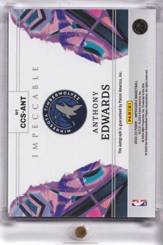 2022-23 NBA Panini Impeccable Canvas Creations on Card Auto Autograph Anthony Edwards /25