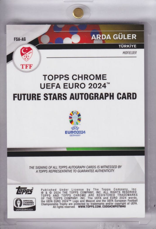 2024 Topps Chrome UEFA Euro Future Stars Auto Autograph Arda Güler Türkiye