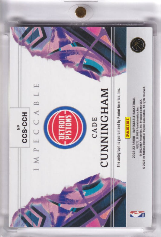 2022-23 NBA Panini Impeccable Canvas Creations on-Card Auto Autograph Cade Cunningham /25
