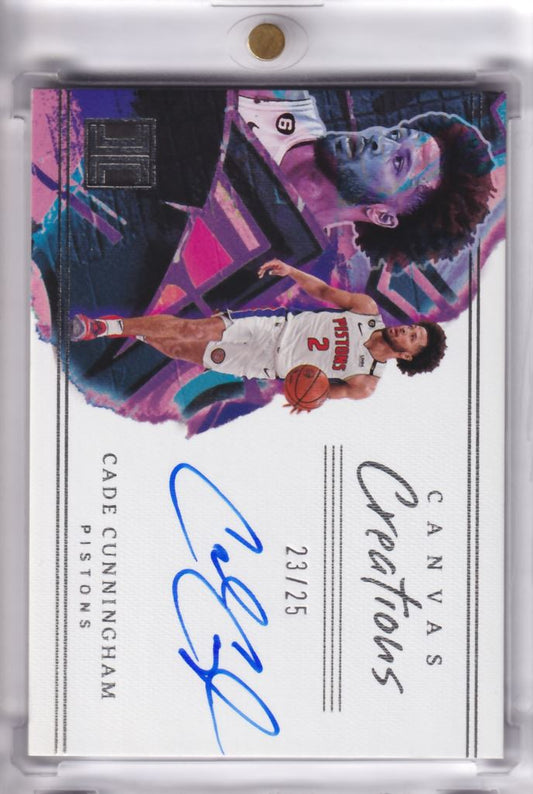 2022-23 NBA Panini Impeccable Canvas Creations on-Card Auto Autograph Cade Cunningham /25