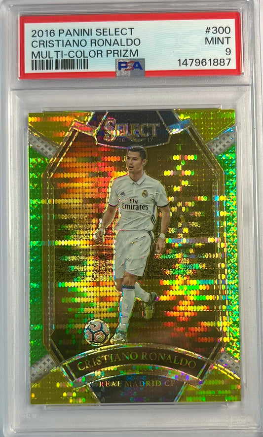 2016-17 Panini Select Soccer Multi-Color Prizm Cristiano Ronaldo PSA 9 Karte Real Madrid.