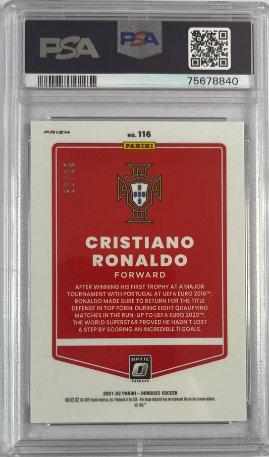 2021-22 Panini Donruss Soccer Optic-Purple Velocity Cristiano Ronaldo 60/99 PSA 10 Portugal