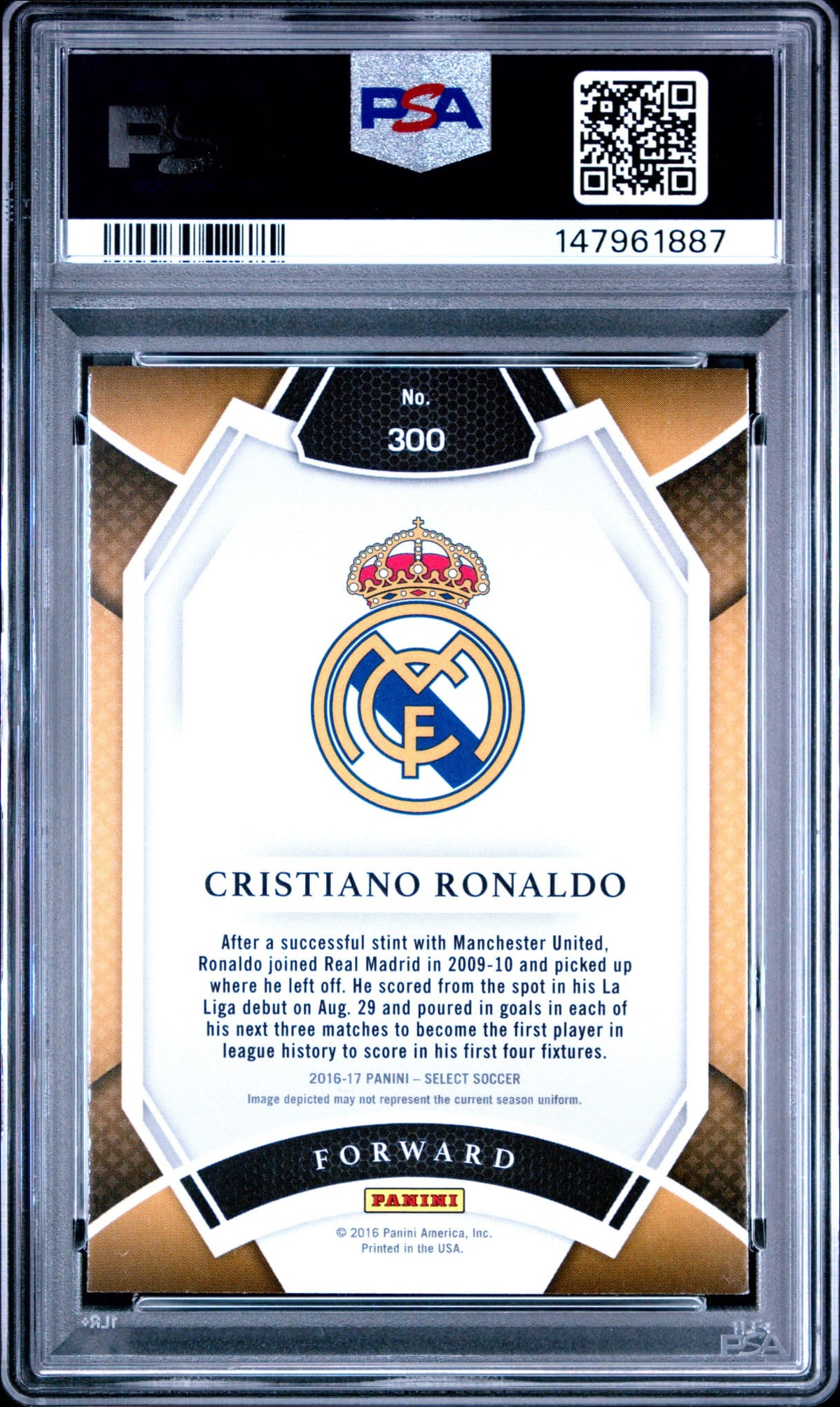 2016-17 Panini Select Soccer Multi-Color Prizm Cristiano Ronaldo PSA 9 Real Madrid