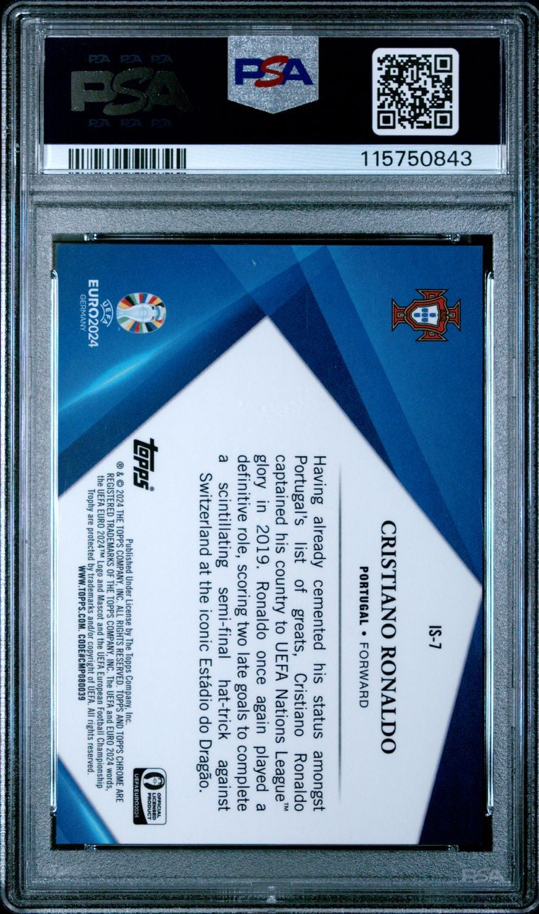 2024-25 Topps Chrome Sapphire Uefa Eure Infinite Sapphire Cristiano Ronaldo PSA 9 Portugal