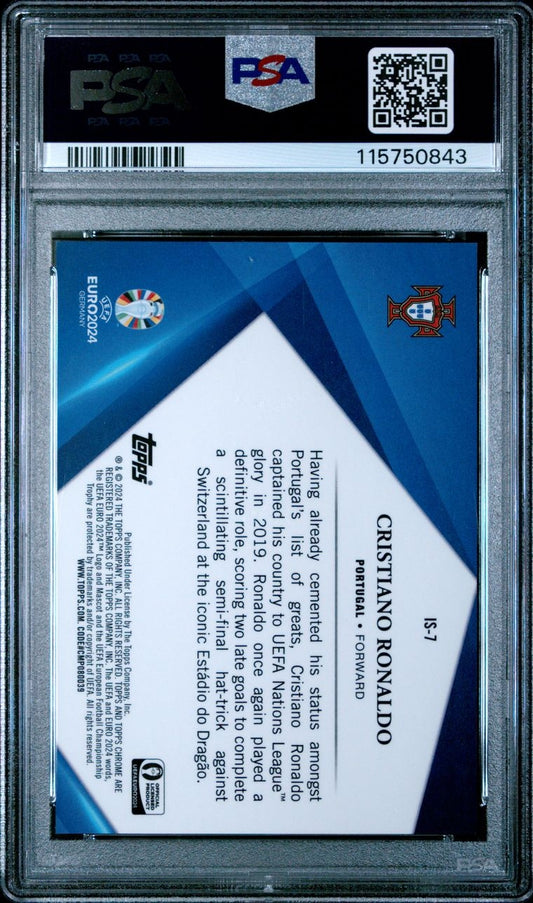 2024-25 Topps Chrome Sapphire Uefa Eure Infinite Sapphire Cristiano Ronaldo PSA 9 Portugal