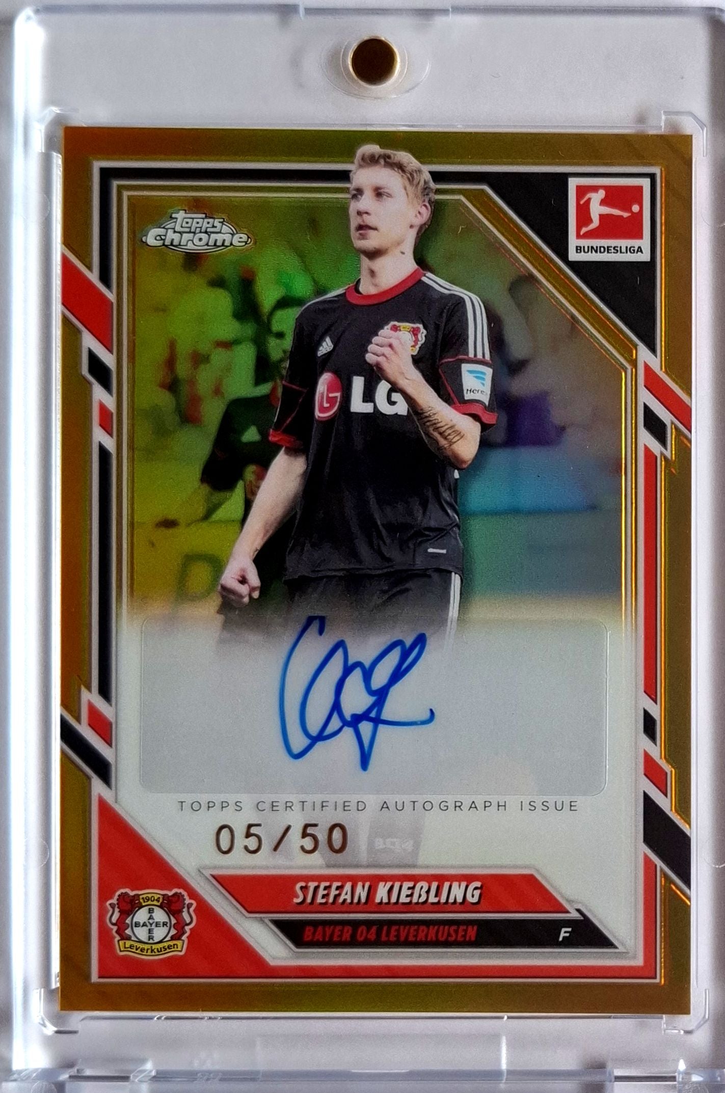 2025-26 Topps Chrome Bundesliga Stefan Kießling Gold Refractor Auto 05/50 Bayer Leverkusen