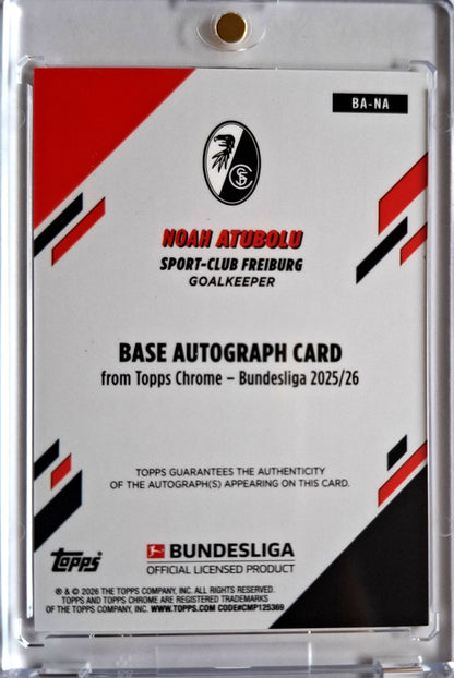 2025-26 Topps Chrome Bundesliga Noah Atubolu Gold Refractor Auto 12/50 SC Freiburg