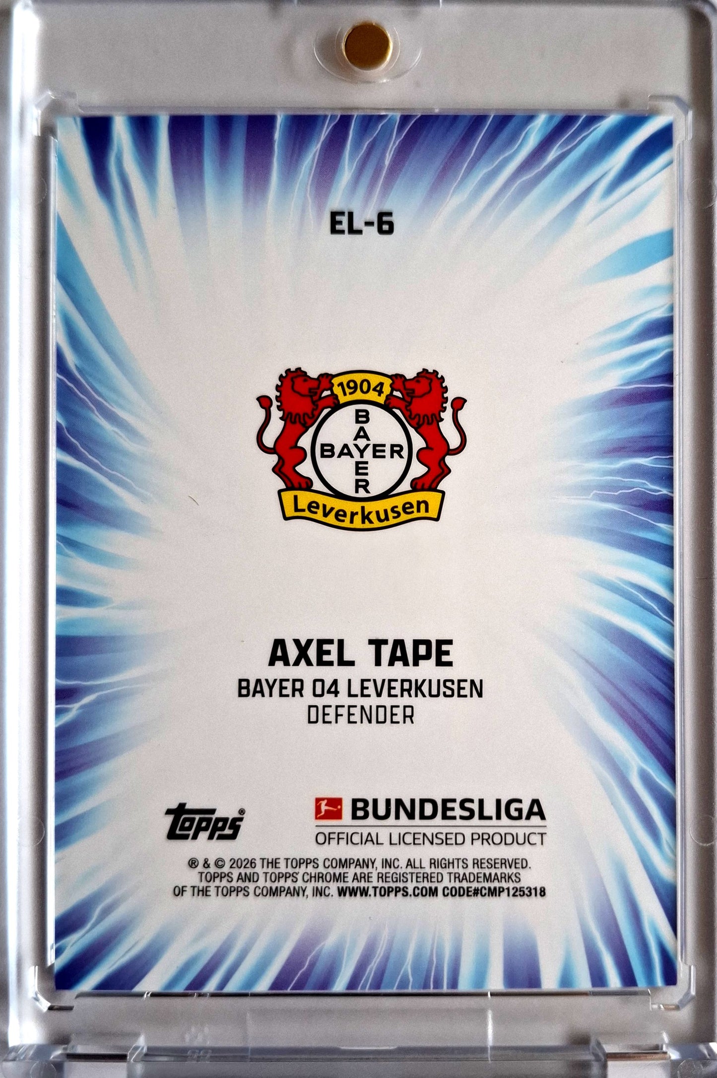2025-26 Topps Chrome Bundesliga Axel Tape RC Rookie Electrified 28/50 Bayer Leverkusen