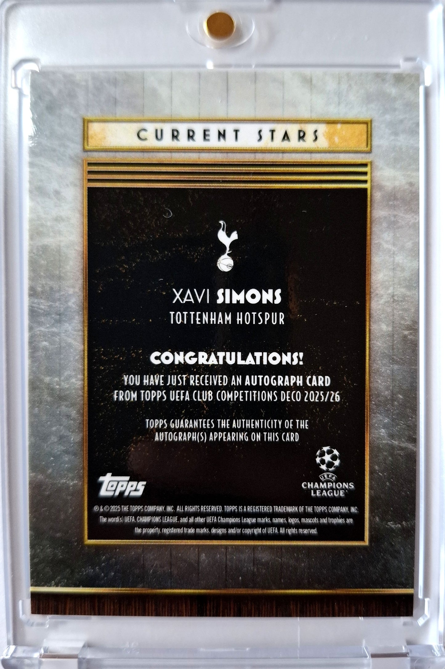 2025-26 Topps Deco Current Stars Xavi Simons 3/5 Tottenham Hotspurs