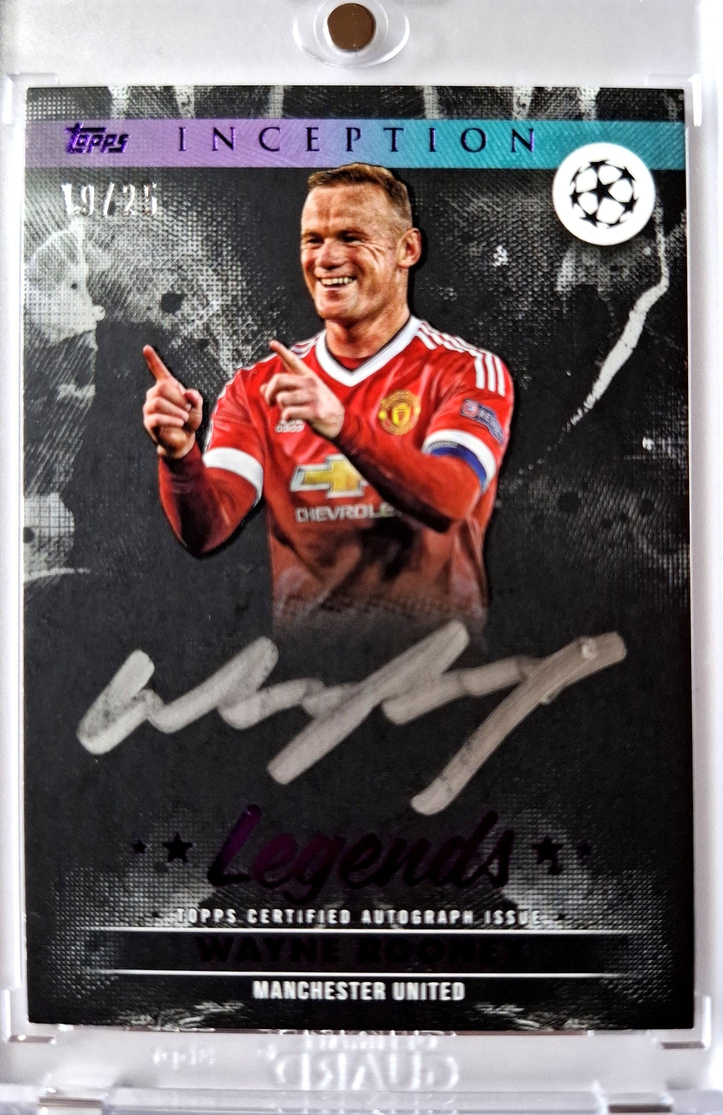 2024-25 Topps Inception Silver Signings Autograph Wayne Rooney on Card Auto 19/25 Manchester United
