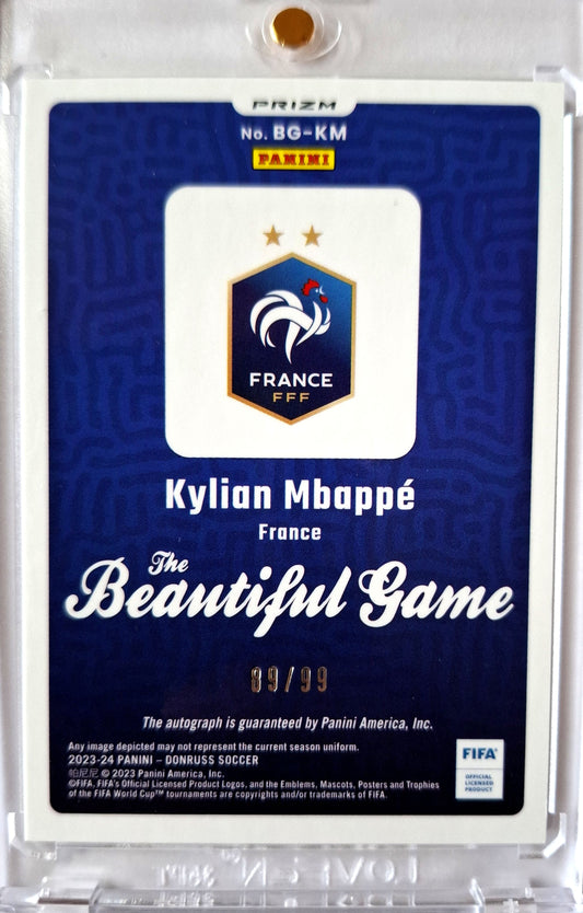 2023-24 Panini Donruss The Beautiful Game Kylian Mbappe Auto 89/99 Frankreich