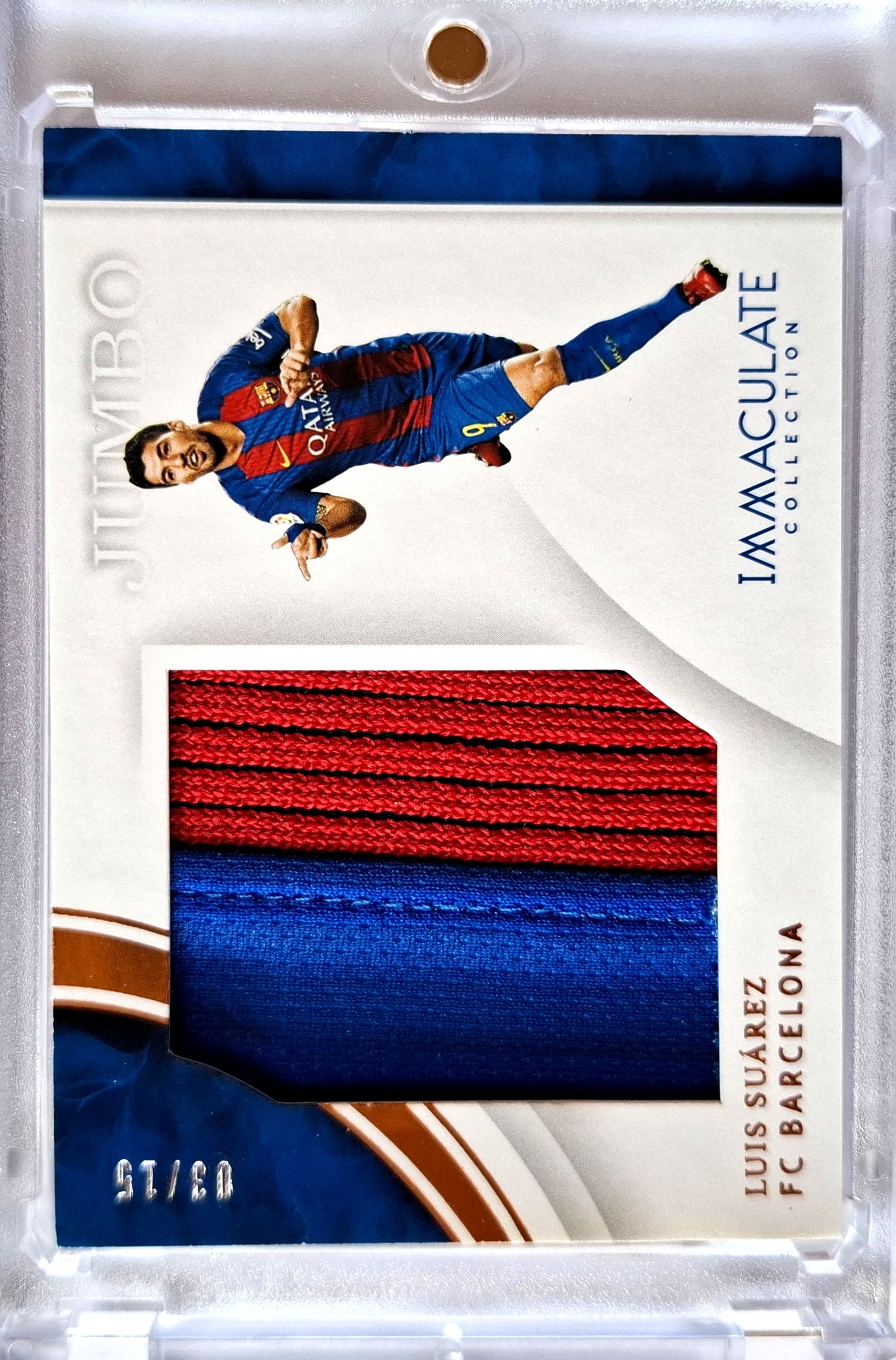 2017 Panini Immaculate Jumbo Patch Relic Luis Suarez 03/15 Player Worn FC Barcelona