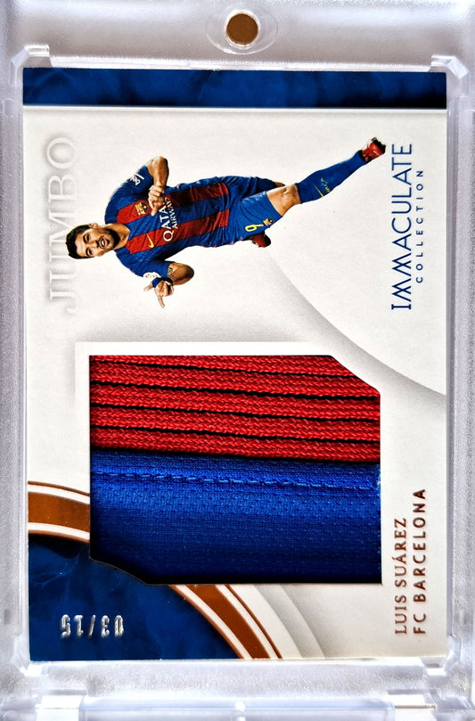 2017 Panini Immaculate Jumbo Patch Relic Luis Suarez 03/15 Player Worn FC Barcelona