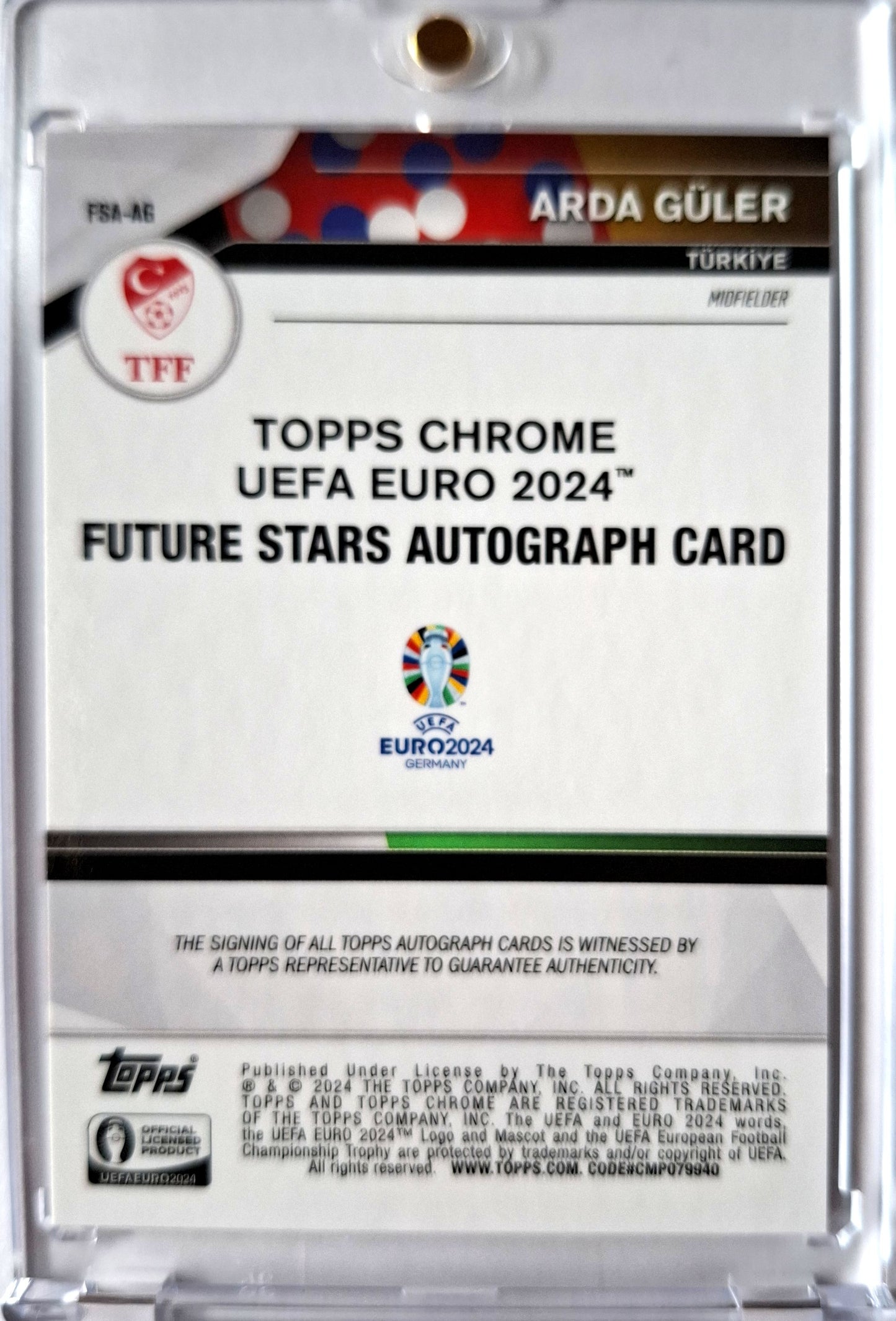 2024 Topps Chrome UEFA Euro 2024 Autograph Arda Güler Auto Türkei Türkiye