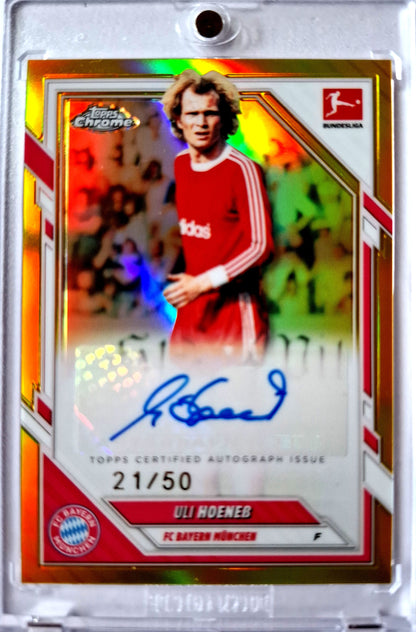 2025-26 Topps Chrome Bundesliga Legend Gold Refractor Uli Hoeneß Auto 21/50 FC Bayern München