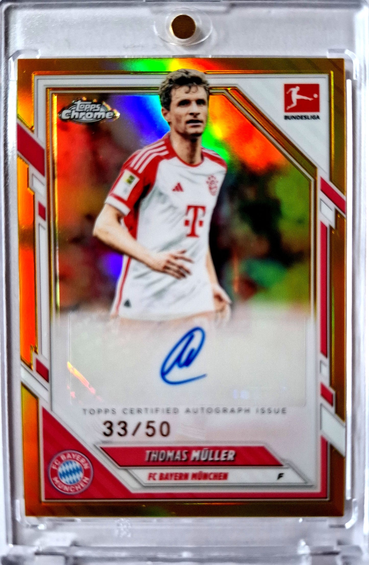 2025-26 Topps Chrome Bundesliga Gold Refractor Auto Thomas Müller 33/50 FC Bayern München