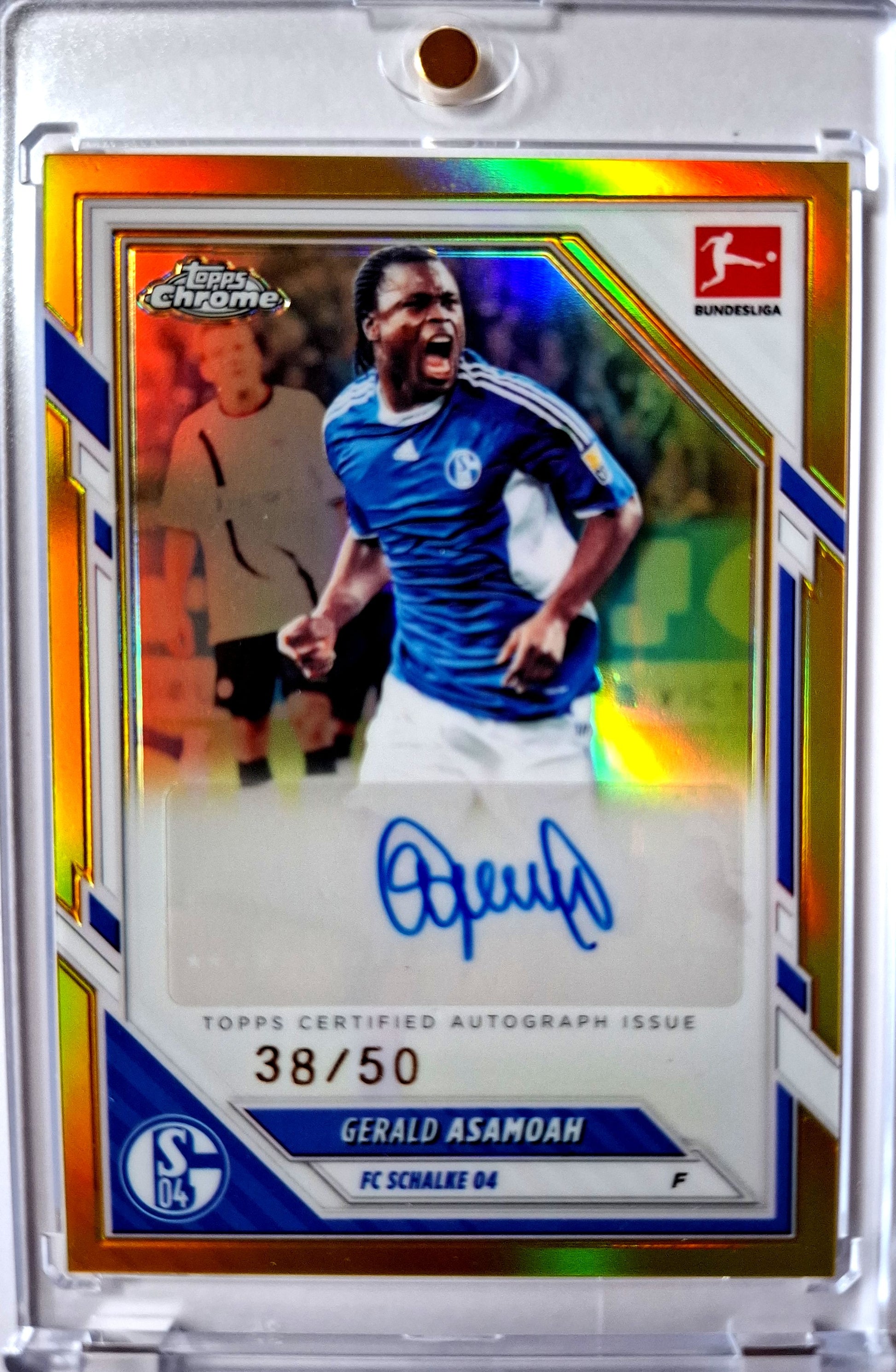 2025-26 Topps Chrome Bundesliga Gold Refractor Gerald Asamoah Auto 38/50 FC Schalke 04