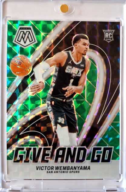 2023-24 Panini Mosaic Green Prizm Give and Go Victor Wembanyama RC Rookie San Antonio Spurs