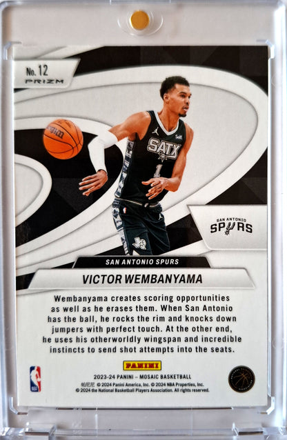 2023-24 Panini Mosaic Green Prizm Give and Go Victor Wembanyama RC Rookie San Antonio Spurs