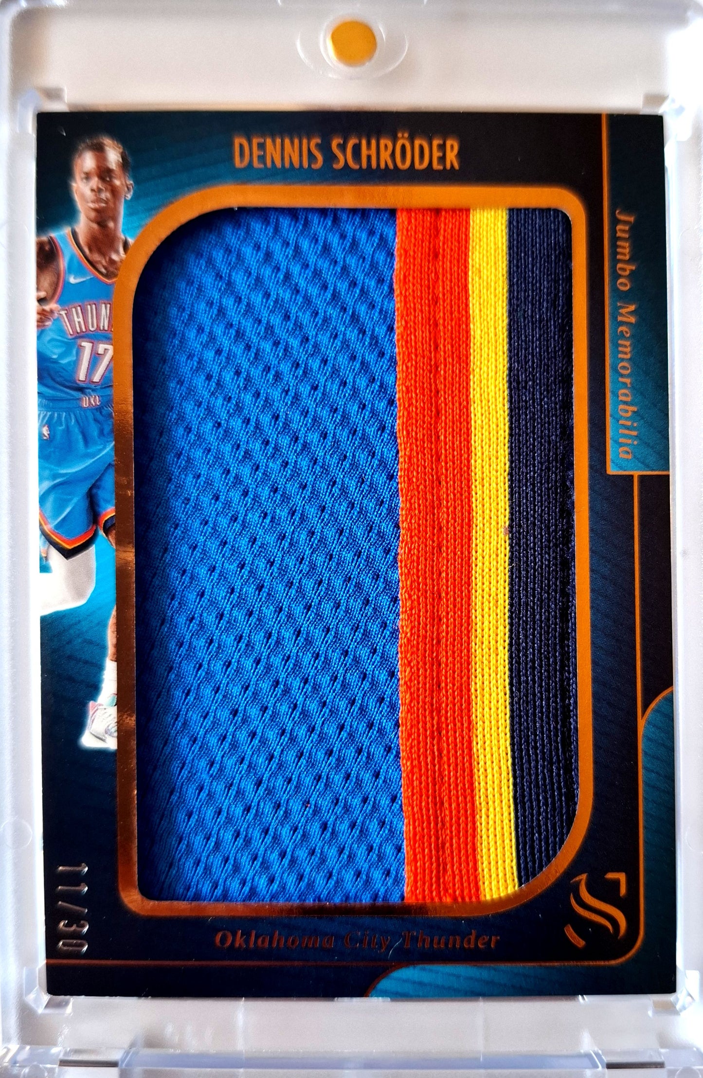 2024-25 Panini Silhouette Jumbo Memorabilia Patch Dennis Schröder 11/30 Game Worn OKC Thunder