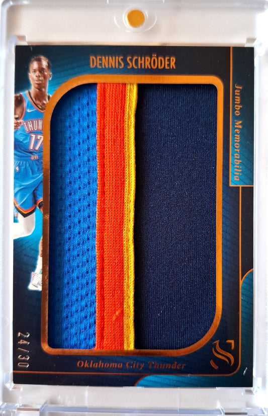 2024-25 Panini Silhouette Jumbo Memorabilia Patch Dennis Schröder 24/30 Game Worn OKC Thunder
