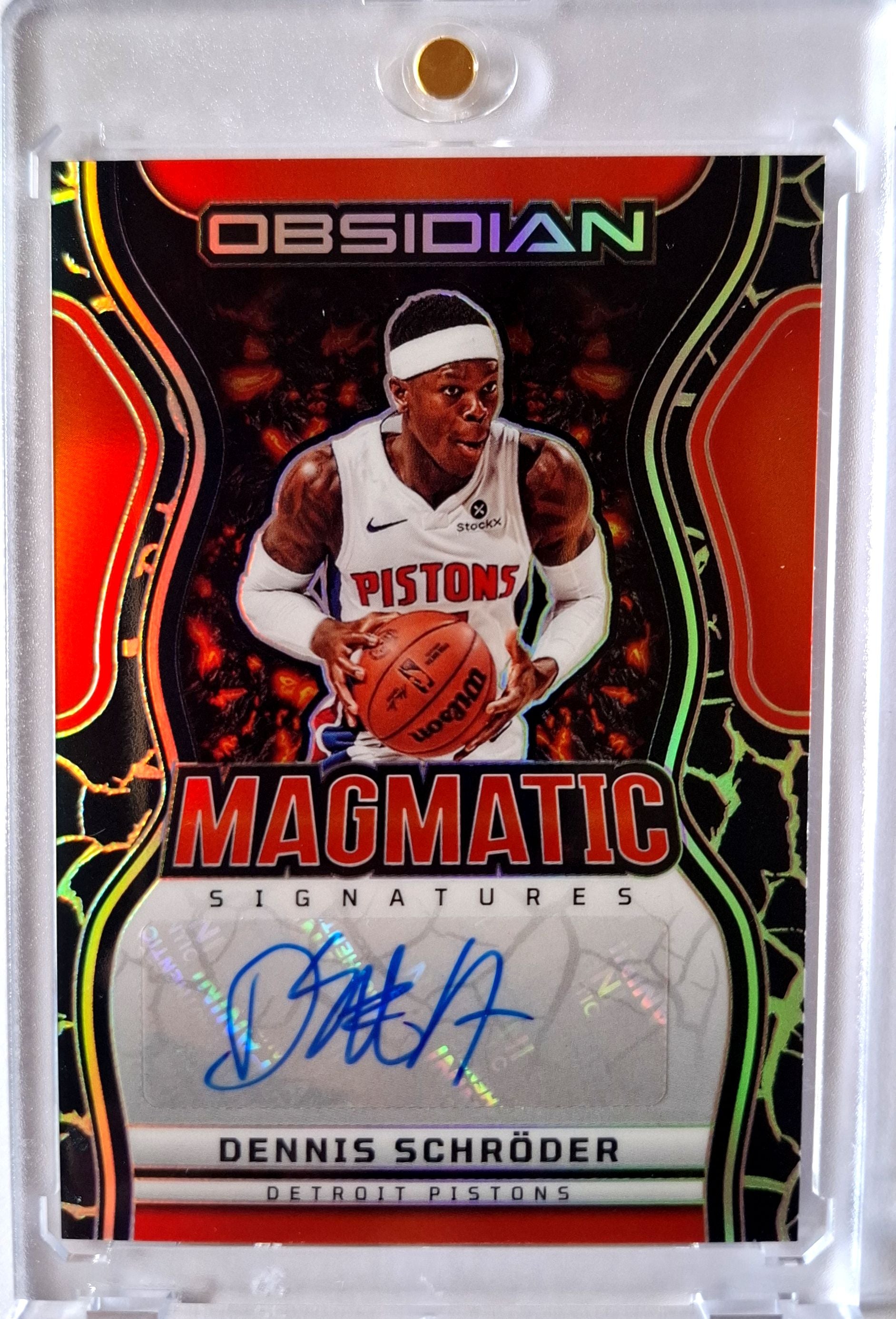 2024-25 Panini Obsidian Magmatic Signatures Dennis Schröder Auto 030/149 Detroit Pistons