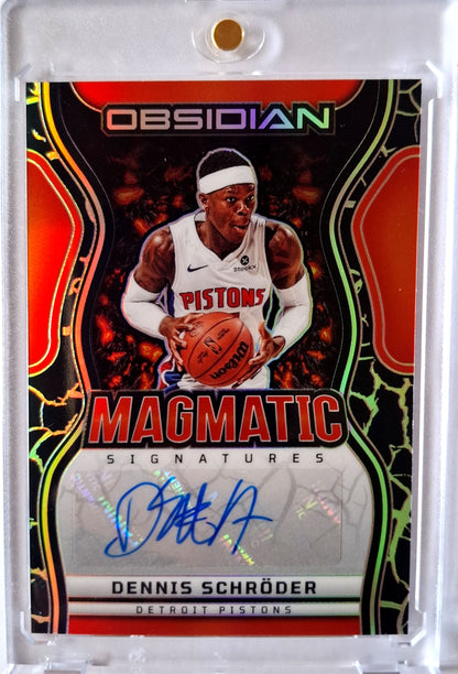 2024-25 Panini Obsidian Magmatic Signatures Dennis Schröder Auto 030/149 Detroit Pistons