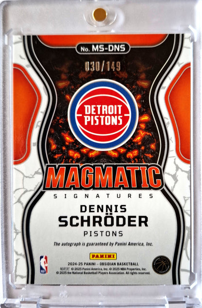2024-25 Panini Obsidian Magmatic Signatures Dennis Schröder Auto 030/149 Detroit Pistons
