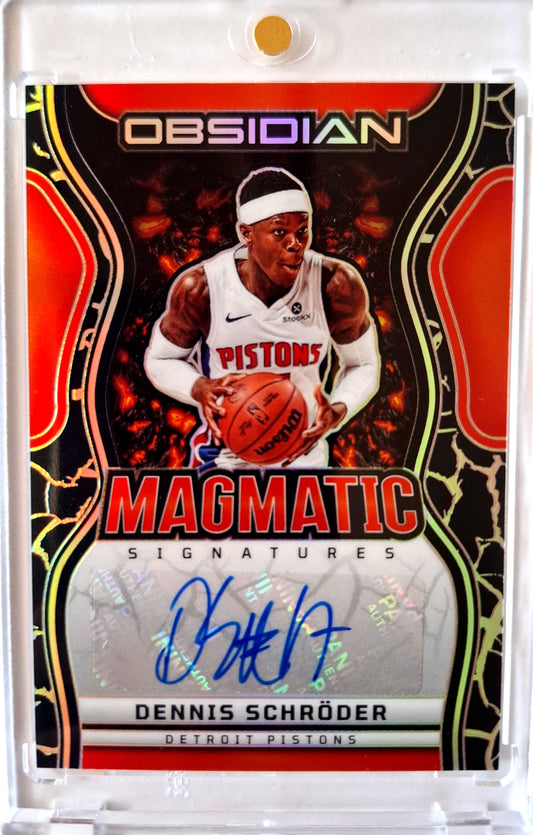 2024-25 Panini Obsidian Magmatic Signatures Dennis Schröder Auto 028/149 Detroit Pistons