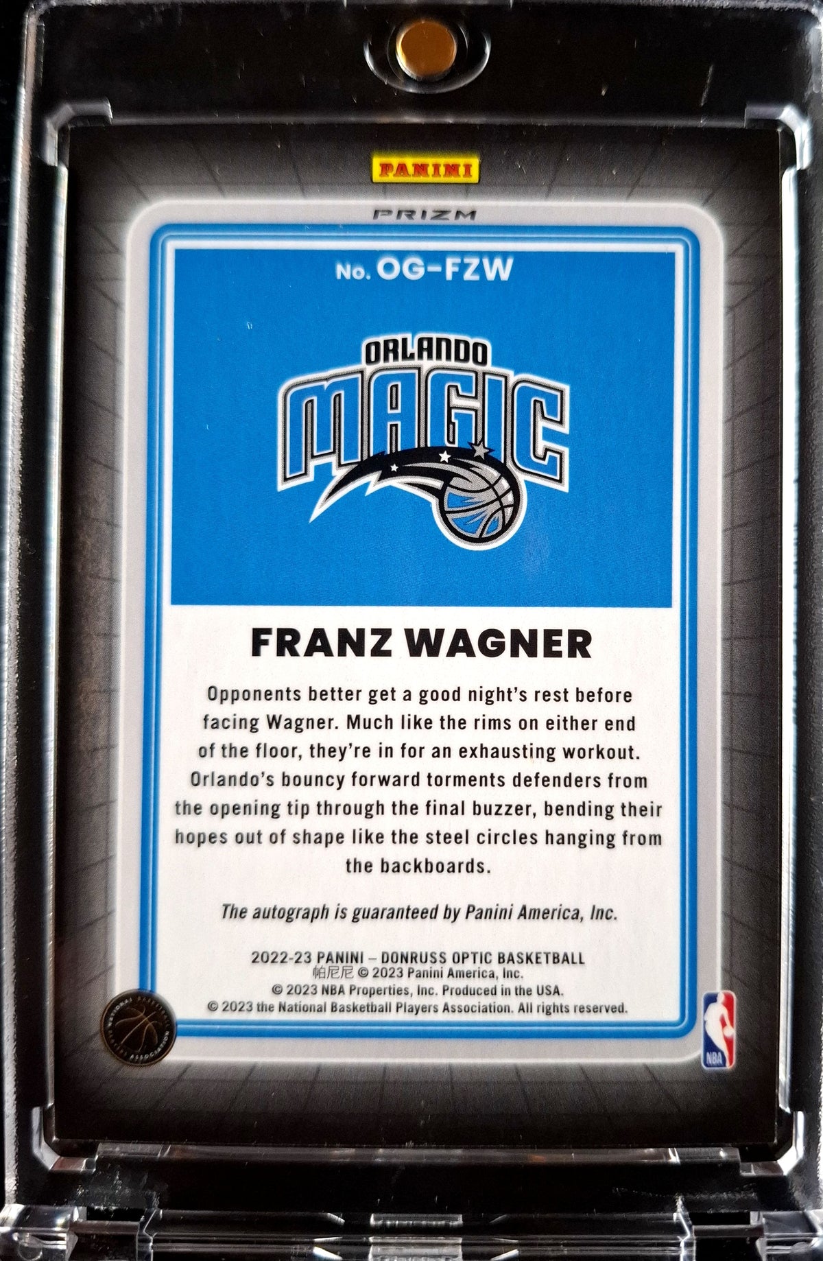 2022-23 Panini Donruss Optic Opti-Graphs Red Choice Prizm Franz Wagner Auto SP Orlando Magic