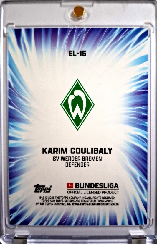 2025-26 Topps Chrome Bundesliga Electrified Toppsfractor Karim Coulibaly RC Rookie 25/52 Werder Bremen