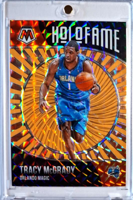 2020-21 Panini Mosaic Hall of Fame Orange Prizm Tracy McGrady Karte 25/25 Orlando Magic.