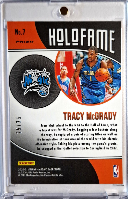 2020-21 Panini Mosaic Tracy McGrady Holofame Orange Prizm 25/25 Orlando Magic