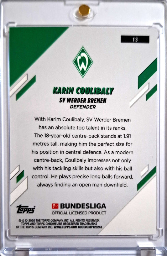 2025-26 Topps Chrome Bundesliga Orange Karim Coulibaly RC Rookie 10/25 Werder Bremen