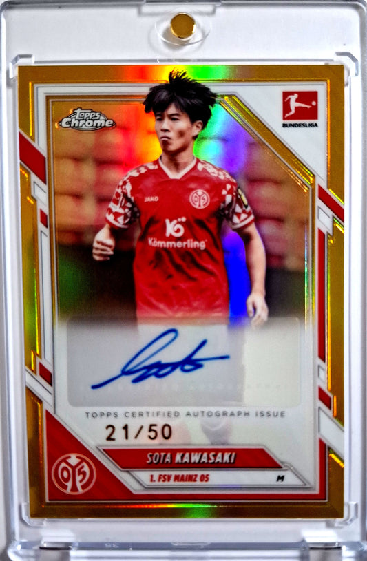 2025-26 Topps Chrome Bundesliga Autograph Gold Sota Kawasaki Karte 21/50 FSV Mainz.