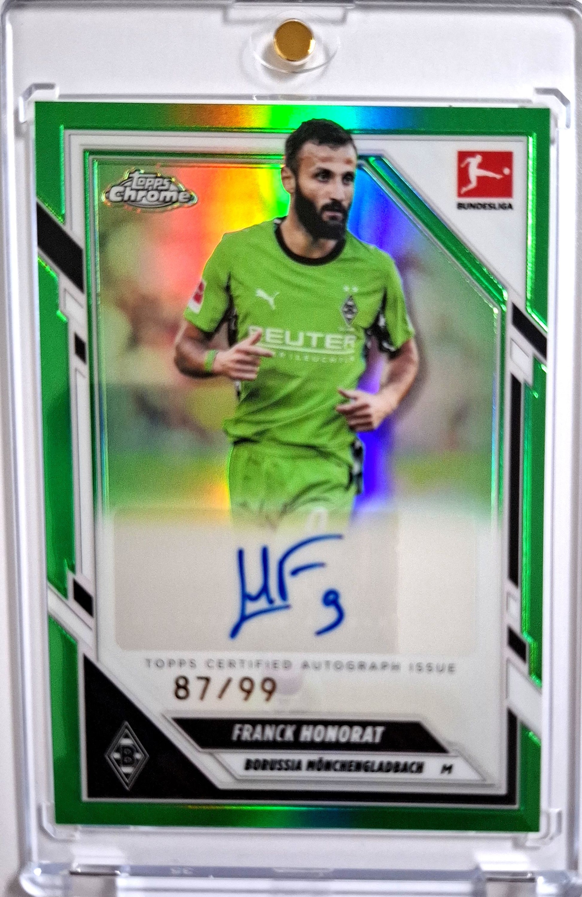 2025-26 Topps Chrome Bundesliga Autograph Green Franck Honorat Karte 87/99 Borussia Mönchengladbach.