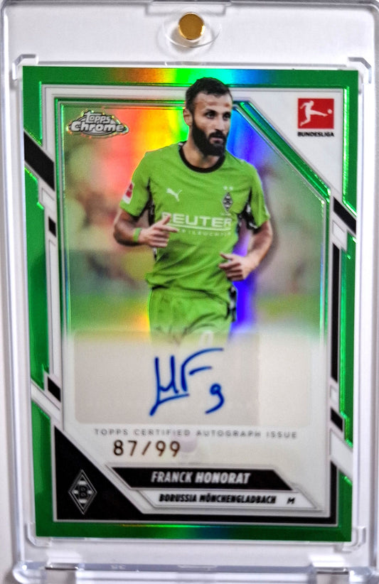 2025-26 Topps Chrome Bundesliga Autograph Green Franck Honorat Karte 87/99 Borussia Mönchengladbach.