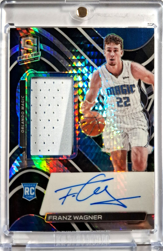 2021-22 Panini Spectra RPA RC Rookie Patch Autograph Franz Wagner On Card Auto Karte Orlando Magic.