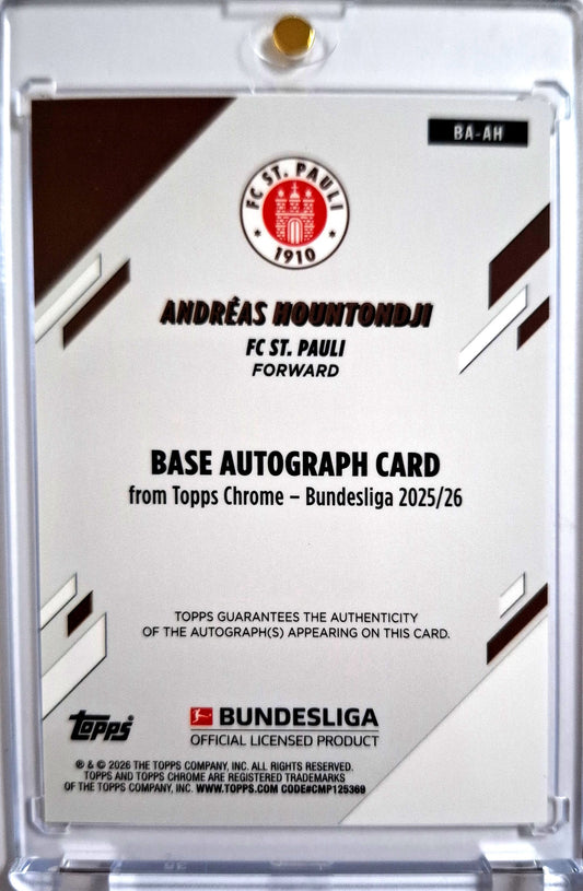2025-26 Topps Chrome Bundesliga Autograph Gold Andreas Hountondji RC Rookie Auto 30/50 FC St. Pauli